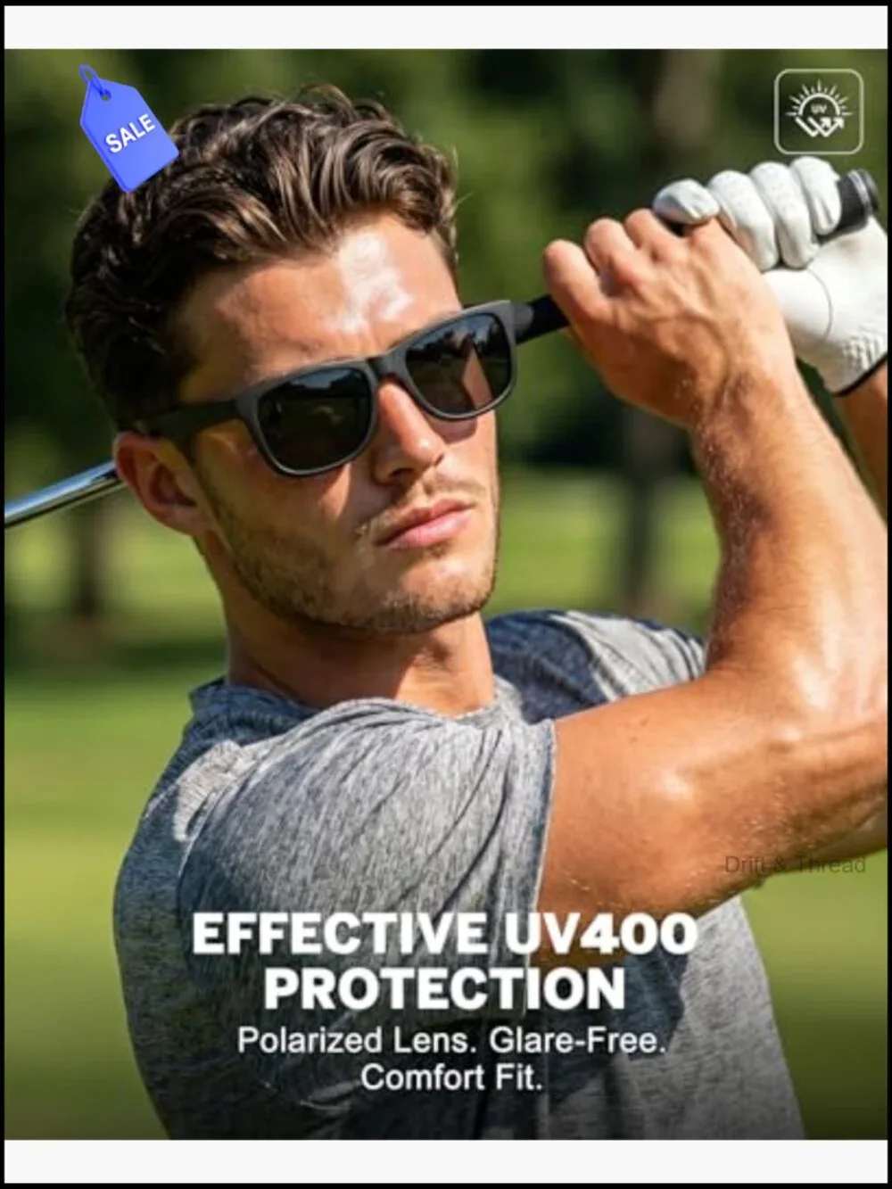 Polarized Sunglasses for Men UV400 Driving Fishing Golf Classic Rectangular